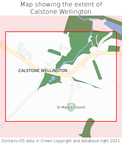 Map showing extent of Calstone Wellington as bounding box