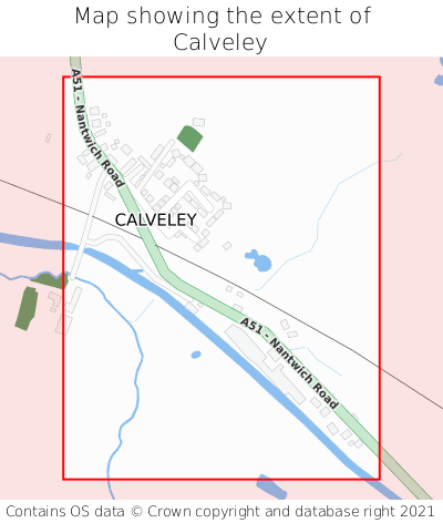 Map showing extent of Calveley as bounding box