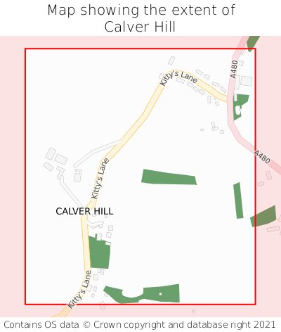 Map showing extent of Calver Hill as bounding box