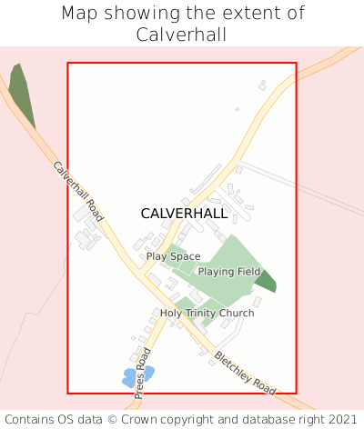Map showing extent of Calverhall as bounding box