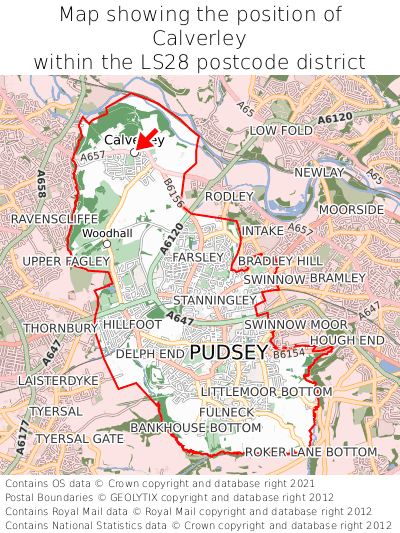 Map showing location of Calverley within LS28