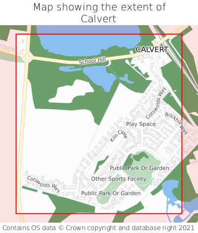 Map showing extent of Calvert as bounding box