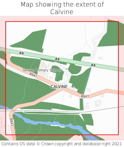 Map showing extent of Calvine as bounding box
