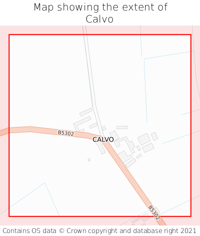 Map showing extent of Calvo as bounding box
