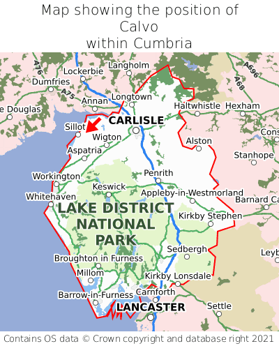 Map showing location of Calvo within Cumbria