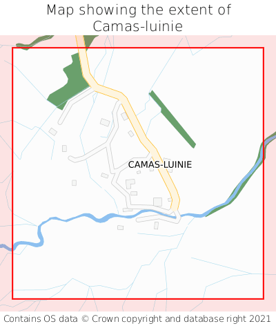 Map showing extent of Camas-luinie as bounding box