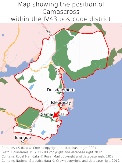Map showing location of Camascross within IV43