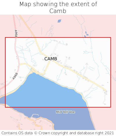 Map showing extent of Camb as bounding box