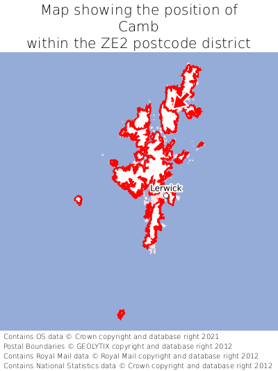 Map showing location of Camb within ZE2