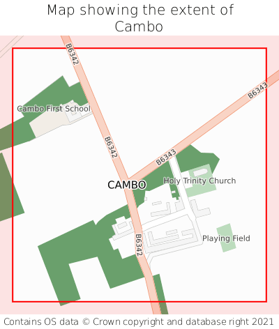 Map showing extent of Cambo as bounding box