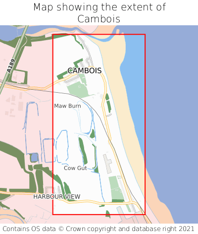 Map showing extent of Cambois as bounding box