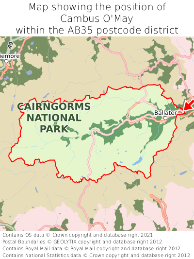 Map showing location of Cambus O'May within AB35