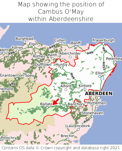 Map showing location of Cambus O'May within Aberdeenshire