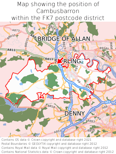 Map showing location of Cambusbarron within FK7