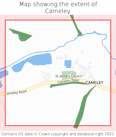 Map showing extent of Cameley as bounding box