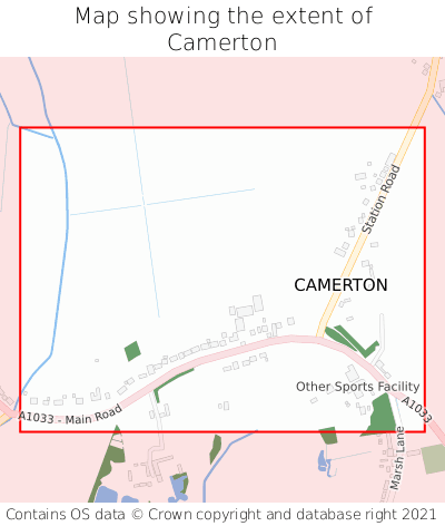 Map showing extent of Camerton as bounding box