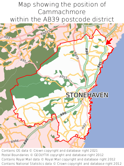 Map showing location of Cammachmore within AB39