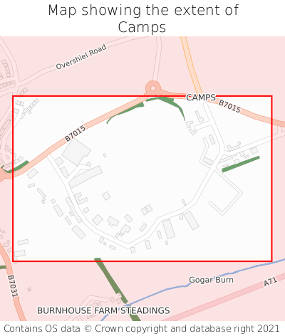 Map showing extent of Camps as bounding box