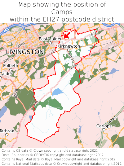 Map showing location of Camps within EH53