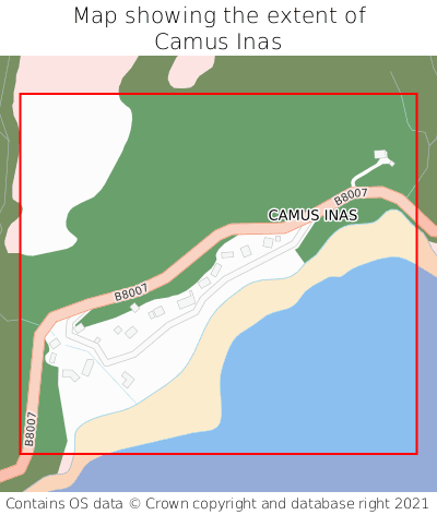 Map showing extent of Camus Inas as bounding box