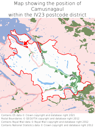 Map showing location of Camusnagaul within IV23