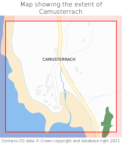 Map showing extent of Camusterrach as bounding box