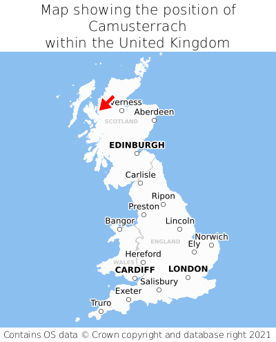 Map showing location of Camusterrach within the UK
