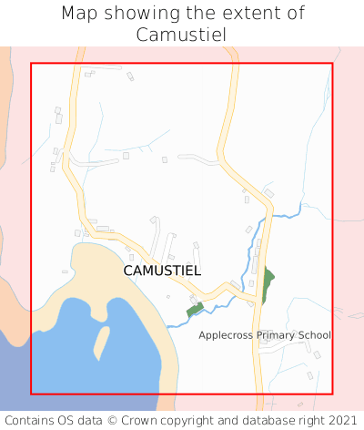 Map showing extent of Camustiel as bounding box