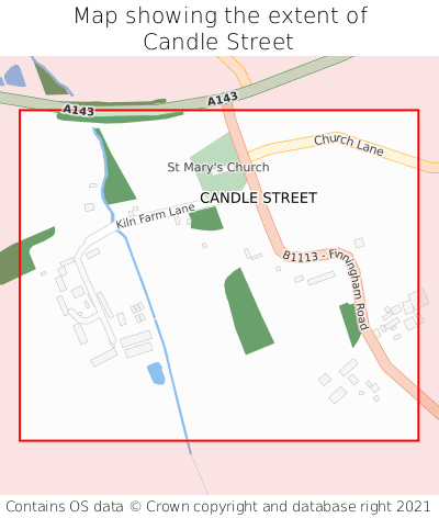 Map showing extent of Candle Street as bounding box