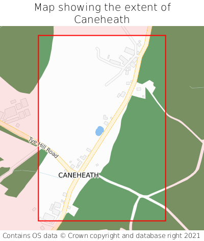 Map showing extent of Caneheath as bounding box