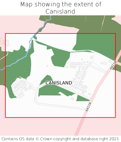 Map showing extent of Canisland as bounding box