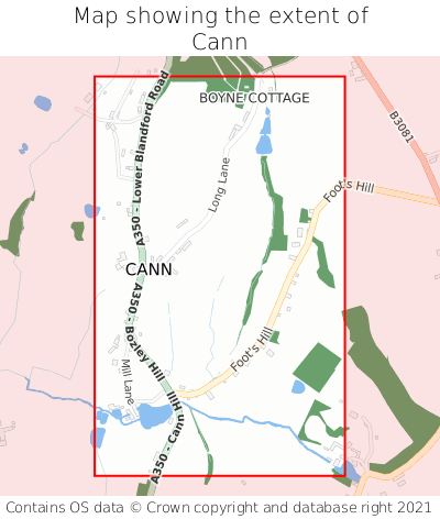 Map showing extent of Cann as bounding box