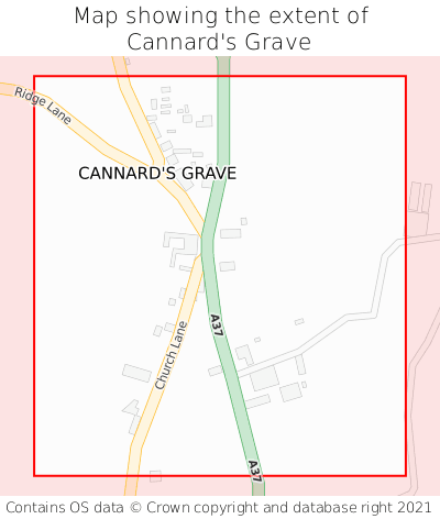 Map showing extent of Cannard's Grave as bounding box