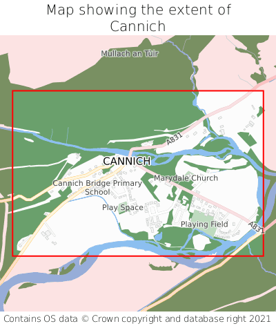 Map showing extent of Cannich as bounding box