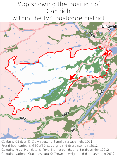 Map showing location of Cannich within IV4