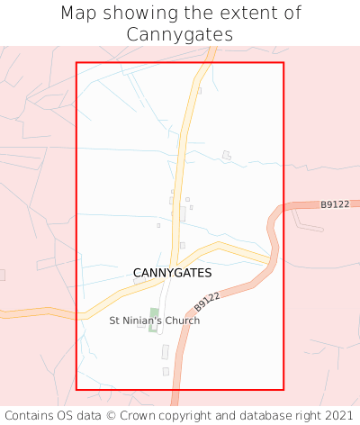 Map showing extent of Cannygates as bounding box
