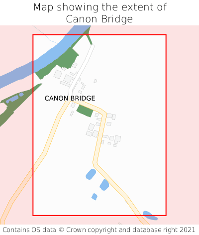 Map showing extent of Canon Bridge as bounding box
