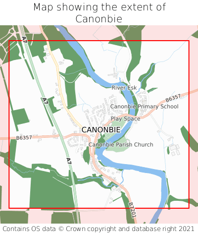 Map showing extent of Canonbie as bounding box