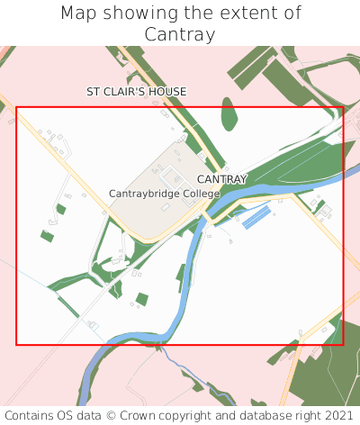 Map showing extent of Cantray as bounding box