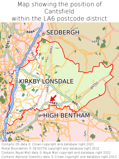 Map showing location of Cantsfield within LA6