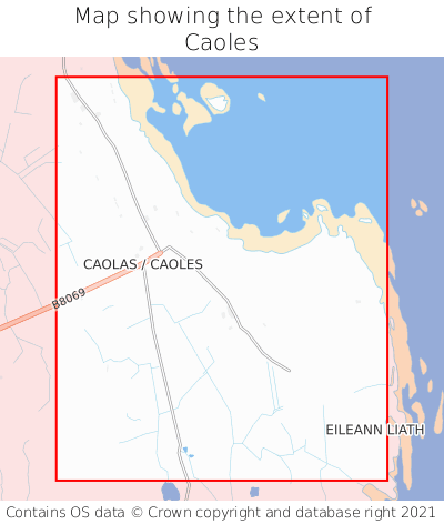 Map showing extent of Caoles as bounding box