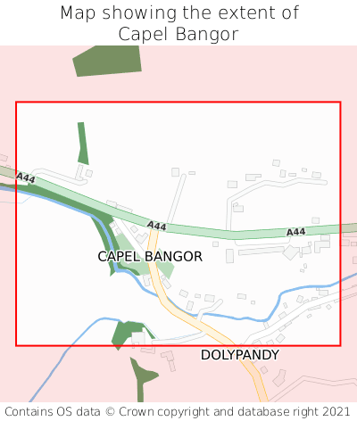 Map showing extent of Capel Bangor as bounding box