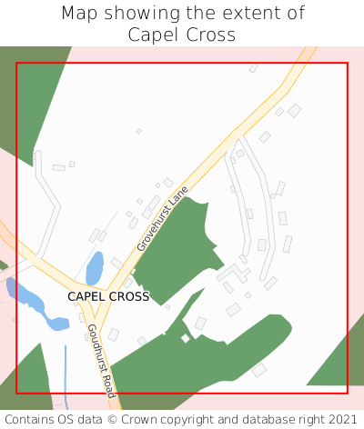 Map showing extent of Capel Cross as bounding box