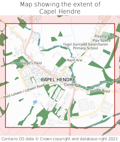 Map showing extent of Capel Hendre as bounding box