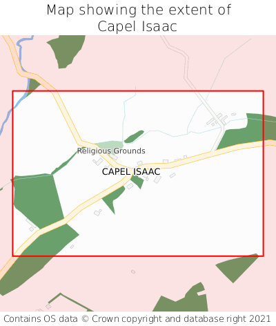 Map showing extent of Capel Isaac as bounding box