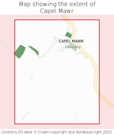 Map showing extent of Capel Mawr as bounding box