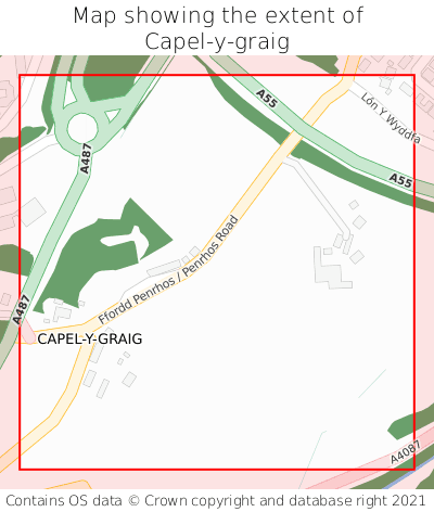 Map showing extent of Capel-y-graig as bounding box