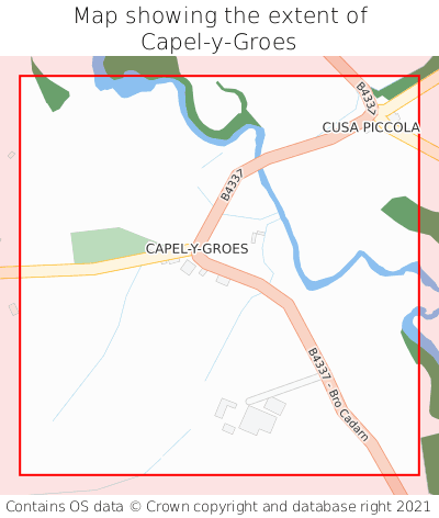 Map showing extent of Capel-y-Groes as bounding box