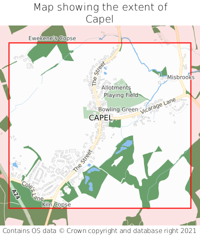 Map showing extent of Capel as bounding box