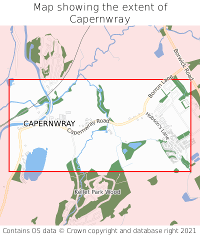 Map showing extent of Capernwray as bounding box